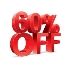 60 percent off Promotional discount on white background N2