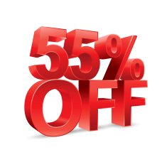 55 percent off Promotional discount on white background N2