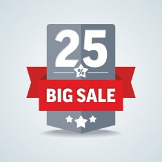 Big sale 25 percent badge with red ribbon Vector illustration N2