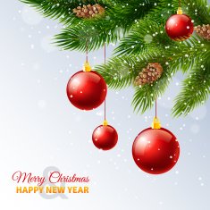 Decorated christmas tree branches card print N2