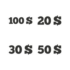 Money in Dollars icons Hundred fifty USD