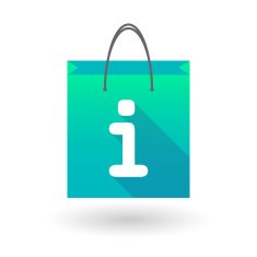 Blue shopping bag icon with an info sign N2