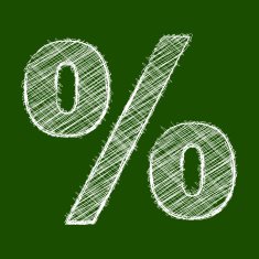 Percent white scribble on a green background N2