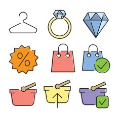 Vector linear flat color icons for UI UX use