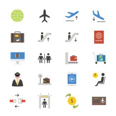 Airport Flat Icons color