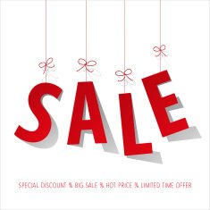 SALE paper letters red on a white background