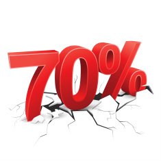 70 percent discount breaks ground on white background N2