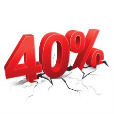 40 percent discount breaks ground on white background N2