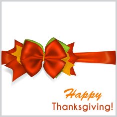 Thanksgiving red bow with horizontal ribbon