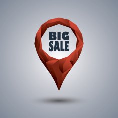Big sale icon Low poly design location pin with text N2
