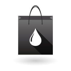 Black shopping bag icon with a fuel drop N2