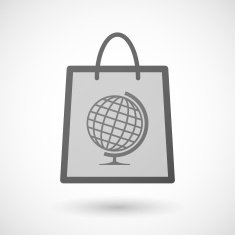 Shopping bag icon with a world globe N2