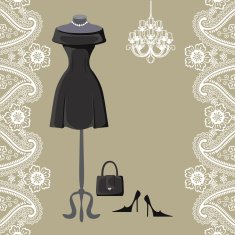 Little black dresses with chandelier and paisley border N2