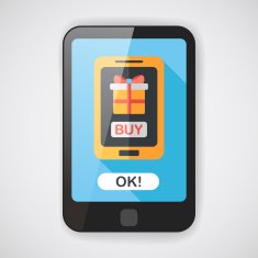 cell phone online shopping flat icon with long shadow eps10 N3