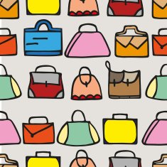 Color hand drawn bags vector seamless pattern N2
