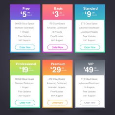 Six Vector Pricing Tables for Web