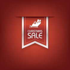 Christmas sale ribbon vector Holiday discounts banners with santa on