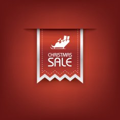 Christmas sale ribbon vector Holiday discounts banners with santa on N4