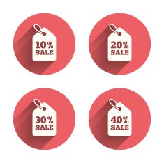 Sale price tag icons Discount symbols N28