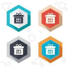 Sale gift box tag icons Discount symbols N29