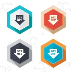 Sale arrow tag icons Discount off symbols N13