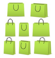 Blank paper shopping bags set isolated on white N9