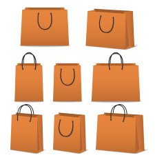Blank paper shopping bags set isolated on white N10