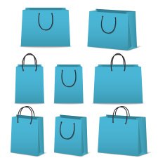 Blank paper shopping bags set isolated on white N11