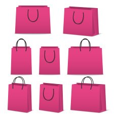 Blank paper shopping bags set isolated on white N12