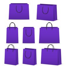 Blank paper shopping bags set isolated on white N13
