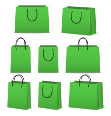 Blank paper shopping bags set isolated on white N14