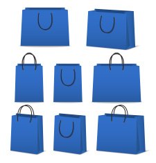 Blank paper shopping bags set isolated on white N15