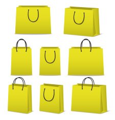 Blank paper shopping bags set isolated on white N16