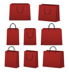 Blank paper shopping bags set isolated on white N17