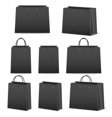 Blank paper shopping bags set isolated on white N19
