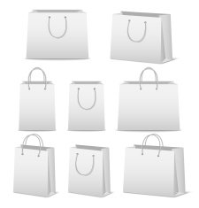 Blank paper shopping bags set isolated on white N20