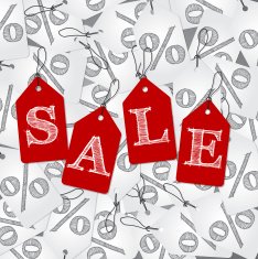 White discount labels and red with sale text