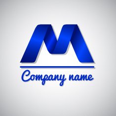 Icon of blue paper business logo icon letter m