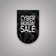 Cyber monday sale ribbon element Low poly design black background N2