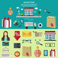 Flat color banner Concept for online store