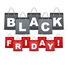 Background of Black Friday sales with letters in shopping bag