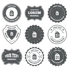 Sale price tag icons Discount symbols N32