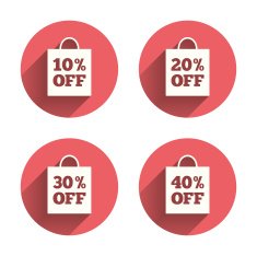 Sale bag tag icons Discount symbols N42