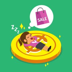 Businesswoman falling asleep and dream about shopping N2