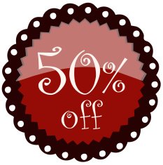 Fifty Percent off Price Sticker