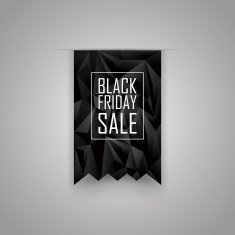 Black friday sale low poly ribbon element Polygonal geometric 3d