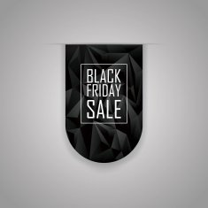 Black friday sale low poly ribbon element Polygonal geometric 3d N3