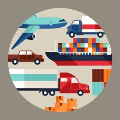 Freight cargo transport background in flat design style N3