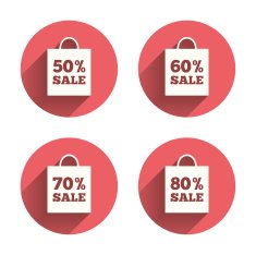 Sale bag tag icons Discount symbols N44