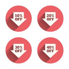 Sale arrow tag icons Discount off symbols N16